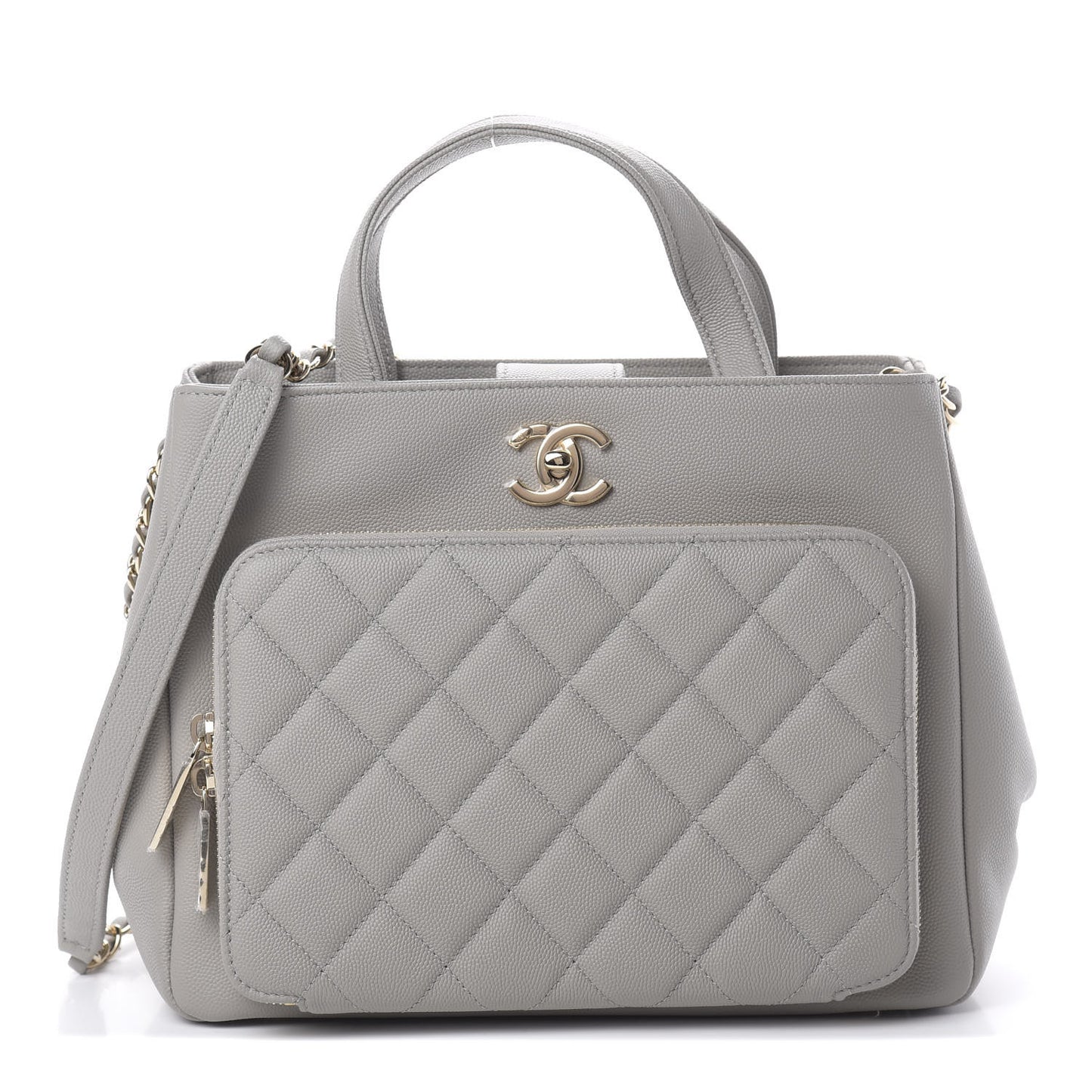 Caviar Quilted Small Business Affinity Shopping Bag Grey