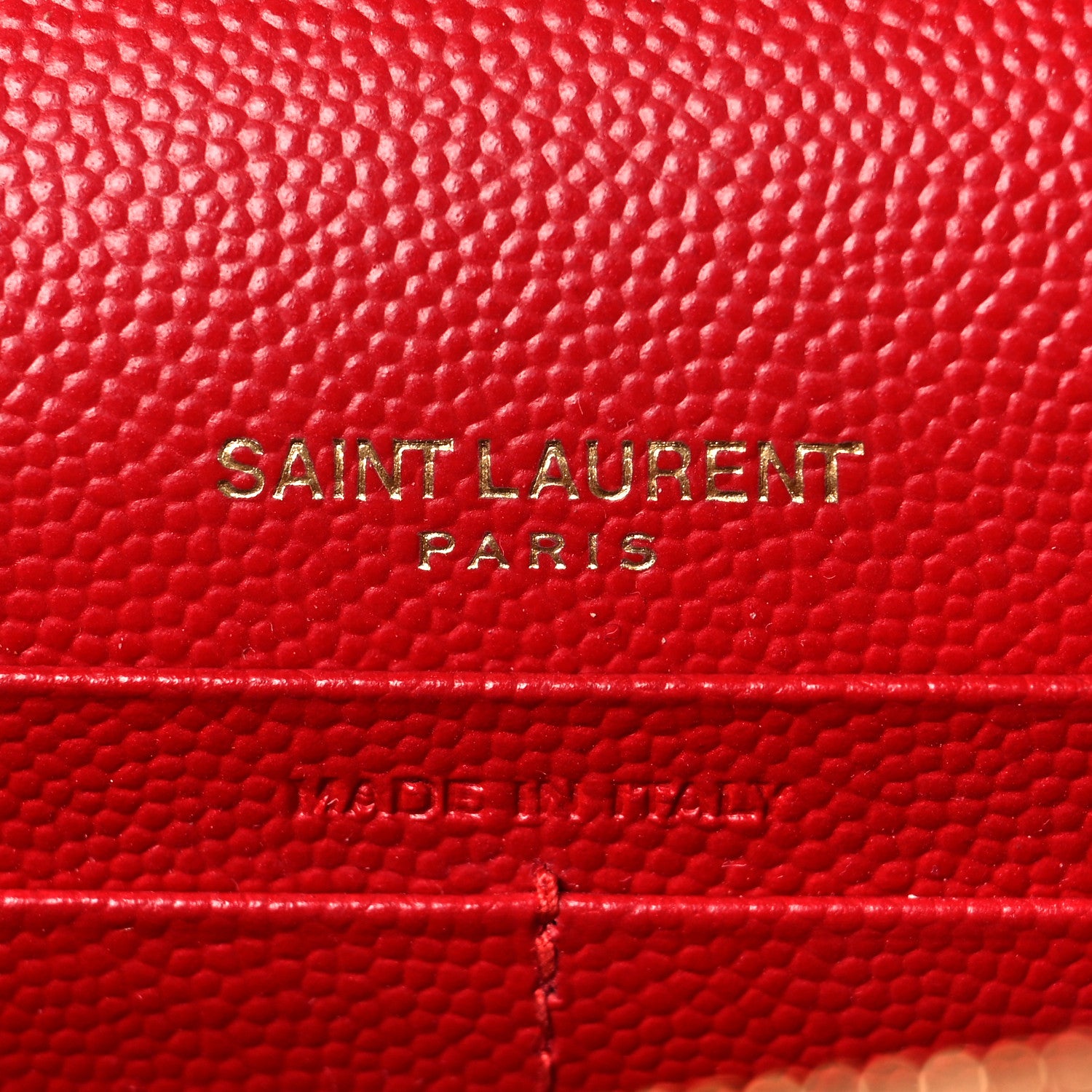 Saint Laurent Grain De Poudre Matelasse Chevron Monogram Envelope Chain Wallet New Red 6 of 8