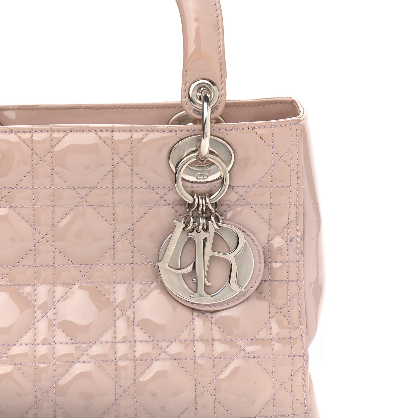 Patent Cannage Medium Lady Dior Rose Clair
