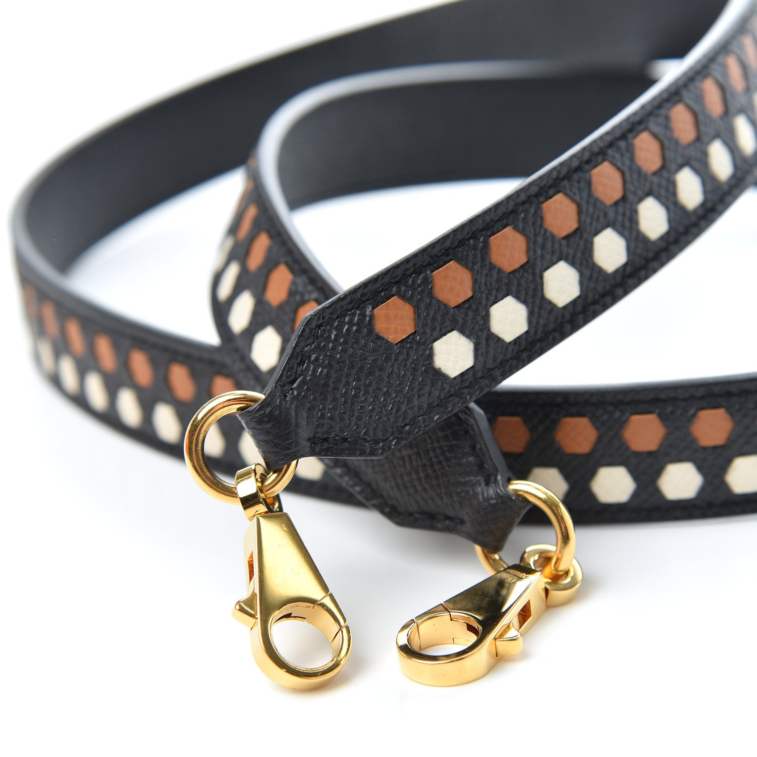 Hermes Epsom 25mm Mousqetons Tressage Shoulder Strap Black Craie Gold 5 of 5