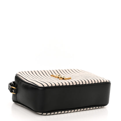 Saint Laurent Canvas Calfskin Monogram Lou Camera Bag Black Grey Cream 4 of 10
