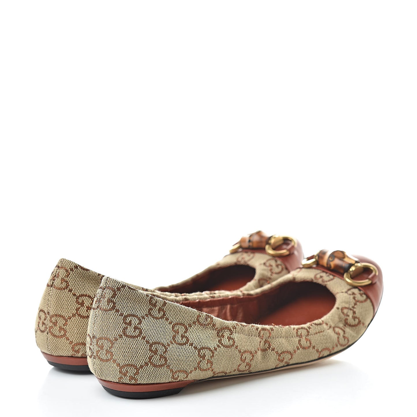 GG Monogram Miro Soft Calfskin Bamboo Ballet Flat 36.5 Beige Oxydus