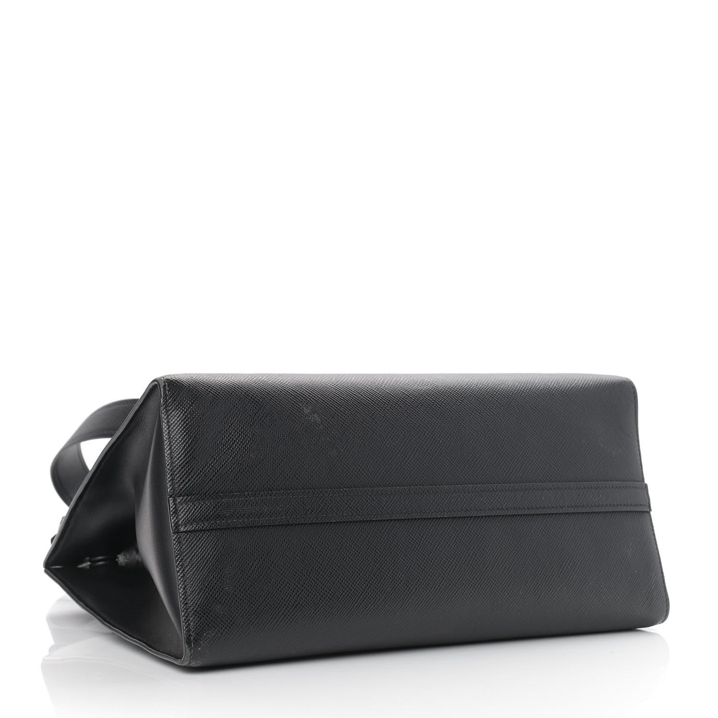 Saffiano Cuir Calfskin Large Monochrome Top Handle Tote Black