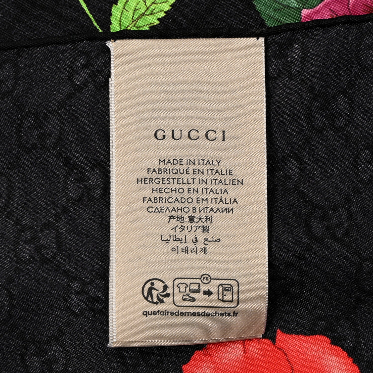 Gucci Silk Twill Flora Beauty Square Scarf Black 4 of 4