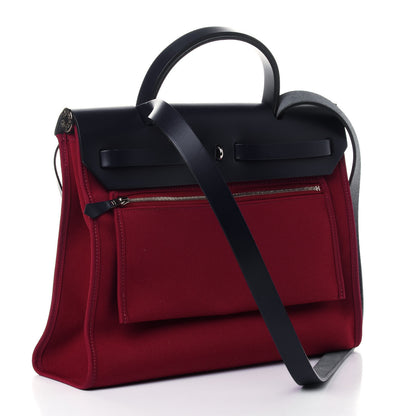 Hermes Military Toile Vache Hunter Herbag Zip 31 PM Rouge Grenat Bleu Indigo 2 of 4