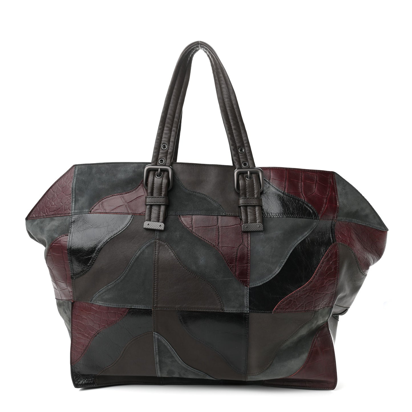 Suede Nappa Croc Embossed Patchwork Travel Bag Multicolor