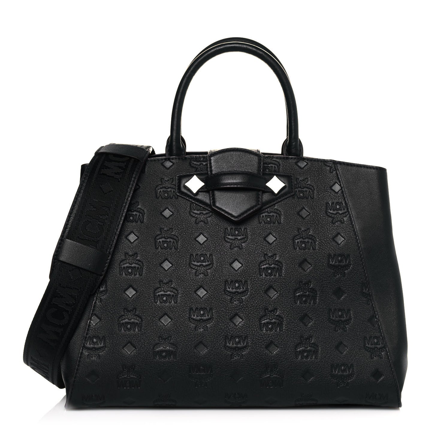 Calfskin Ottomar Monogram Medium Essential Tote Black