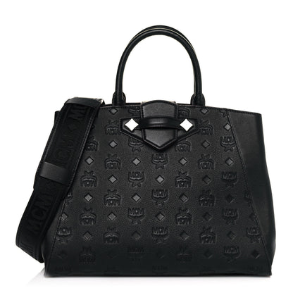 MCM Calfskin Ottomar Monogram Medium Essential Tote Black 1 of 9