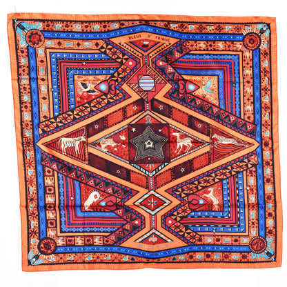 Hermes Silk Ors Blues D'Afrique Scarf 90 Capucine Blue Brun 1 of 4