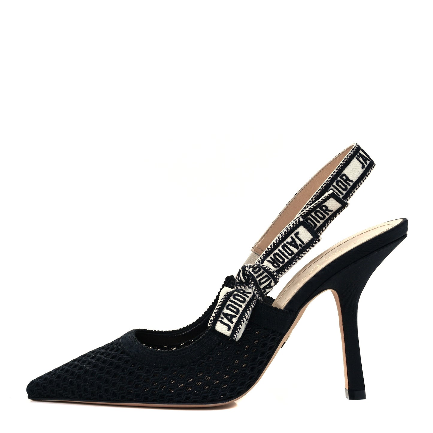 Mesh Fabric Ribbon J'Adior Slingback 100mm Pumps 40 Black