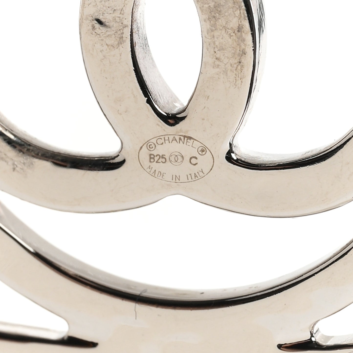 Metal Square CC Earrings Silver