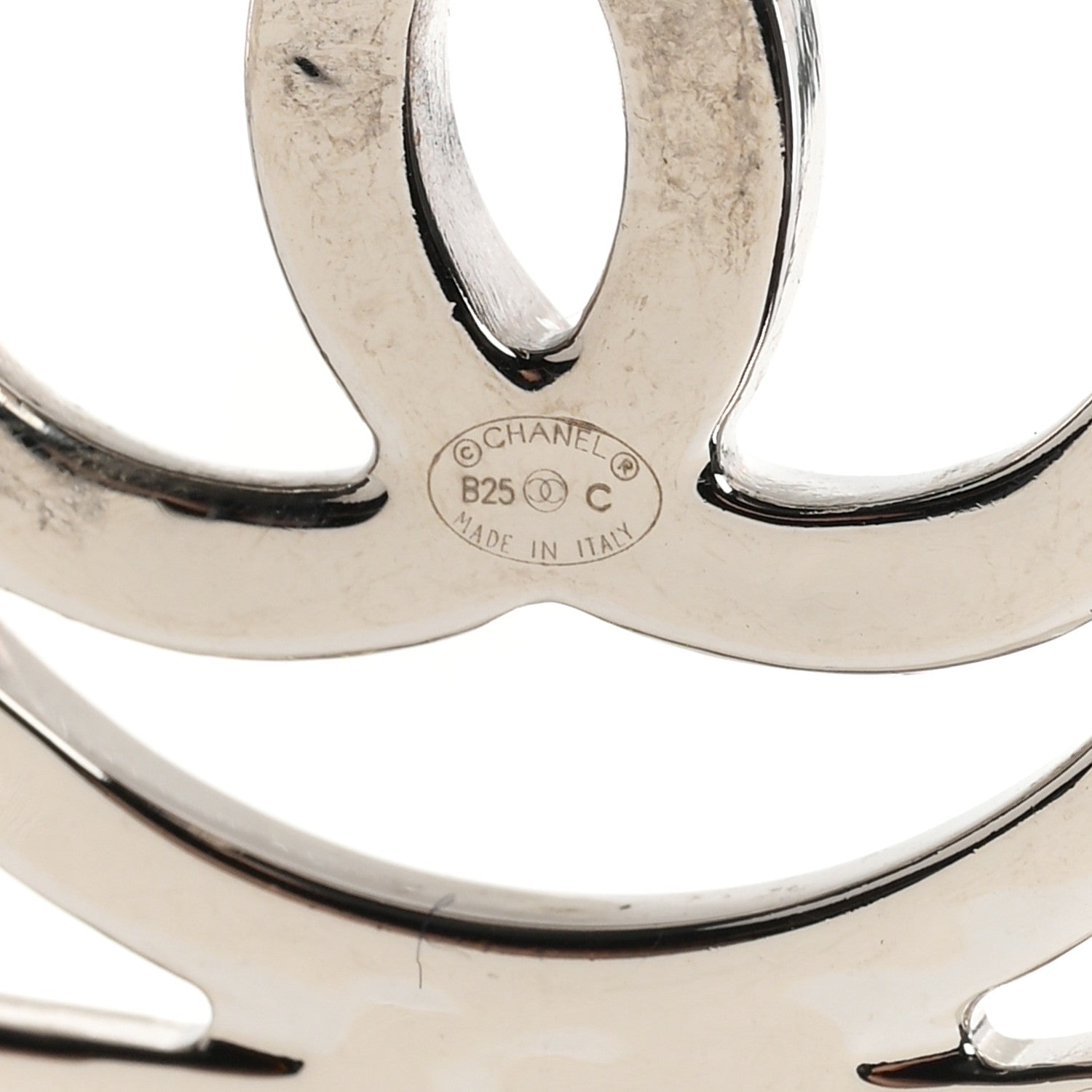 Chanel Metal Square CC Earrings Silver 4 of 4