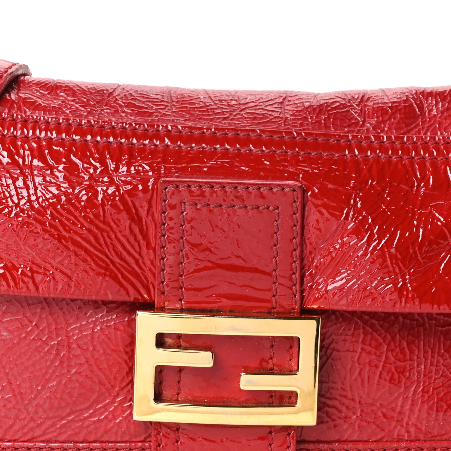 Fendi Vitello Naplak Medium Convertible Baguette Rosso 8 of 10