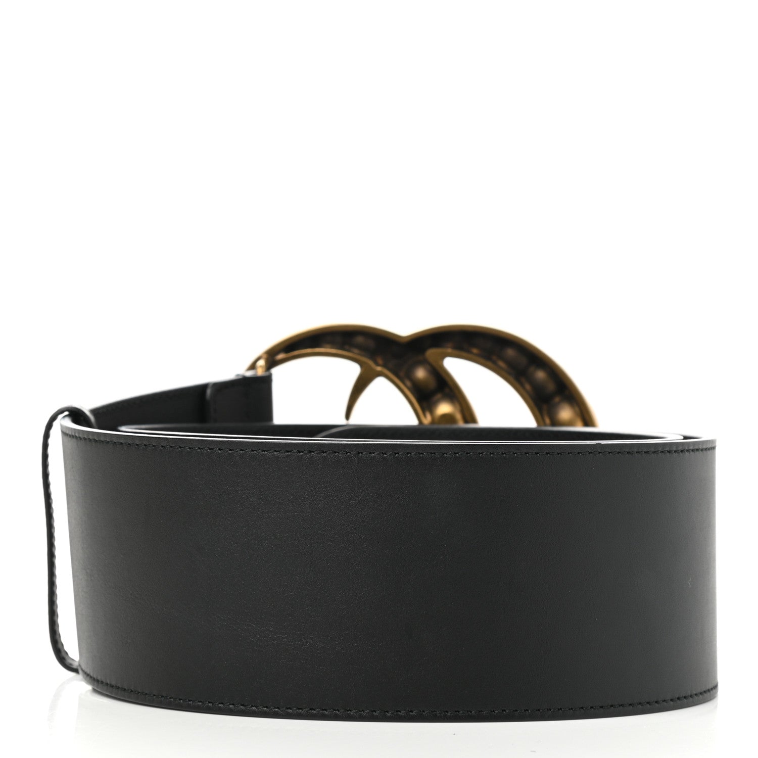Gucci Moon Calfskin Pearl Double G 70mm Belt 90 36 Black Cream 2 of 4