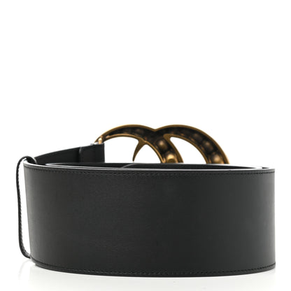 Gucci Moon Calfskin Pearl Double G 70mm Belt 90 36 Black Cream 2 of 4