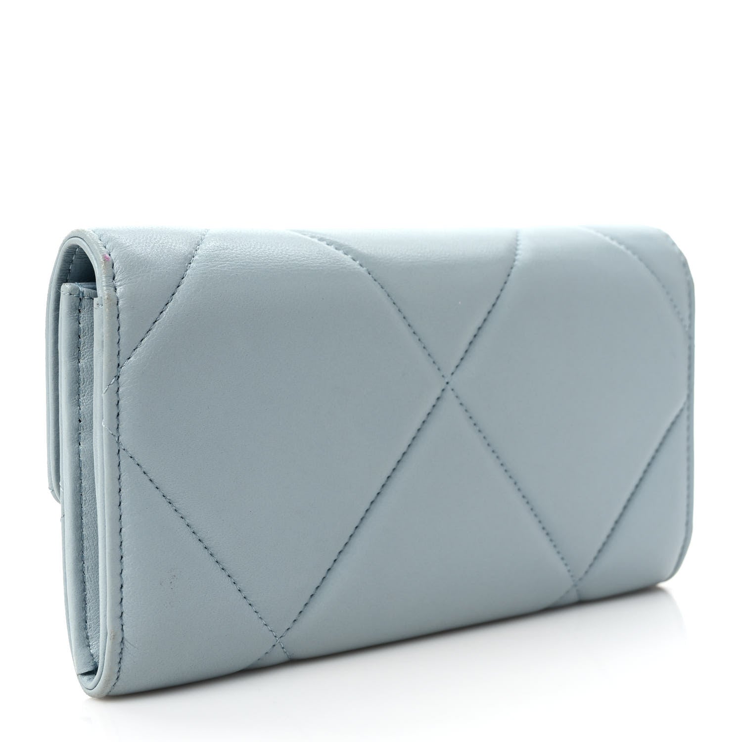 Chanel Lambskin Quilted Chanel 19 Flap Wallet Light Blue 3 of 8