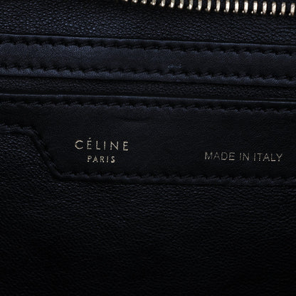 Celine Crocodile Embossed Calfskin Suede Medium Trapeze Black 5 of 6