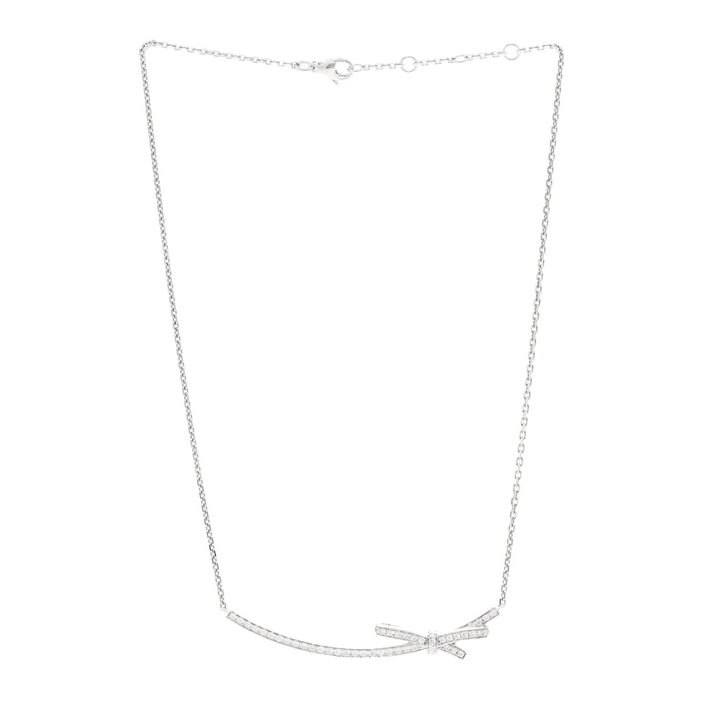 18K White Gold Diamond Ruban Necklace