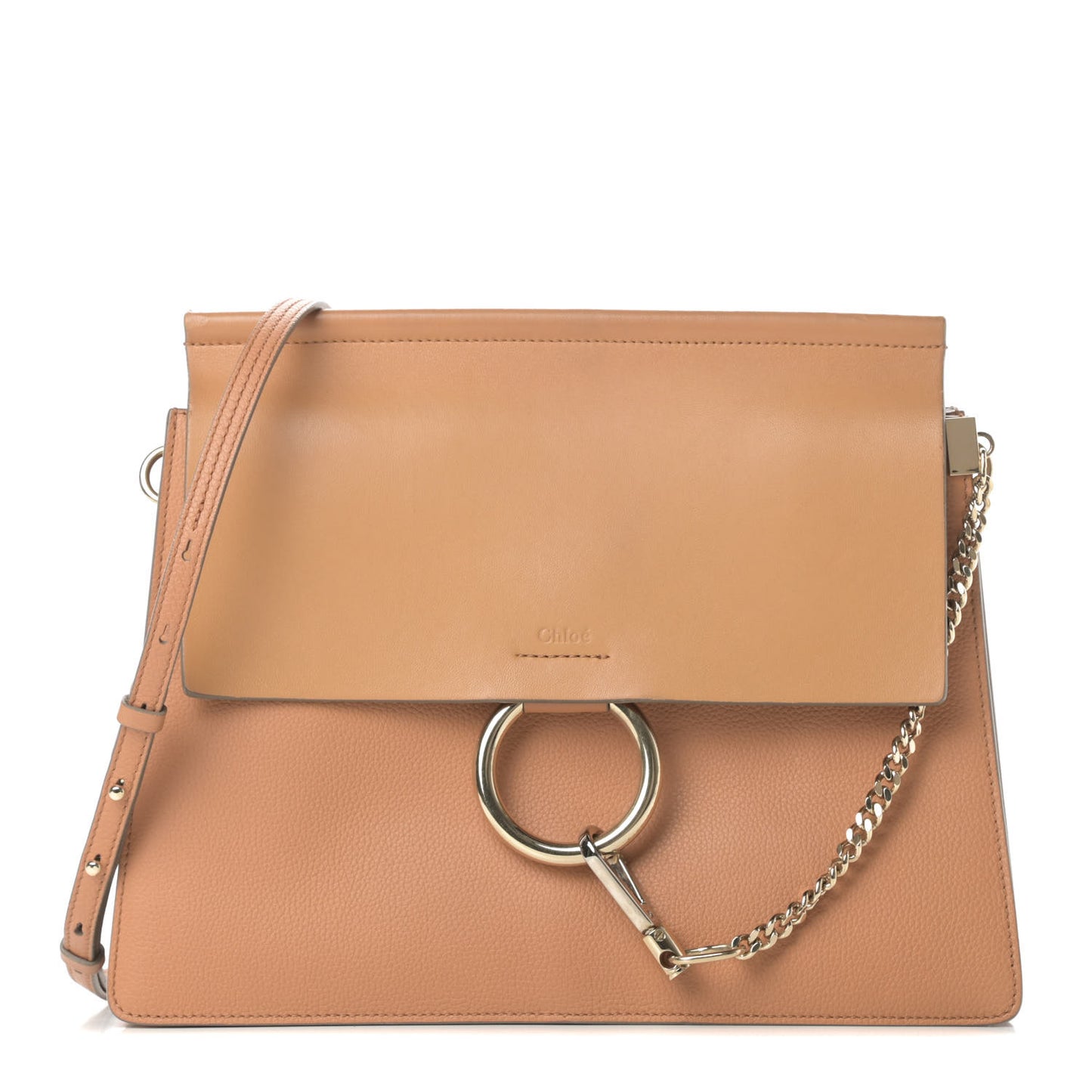 Grained Calfskin Smooth Lambskin Medium Faye Shoulder Bag Milky Coffee
