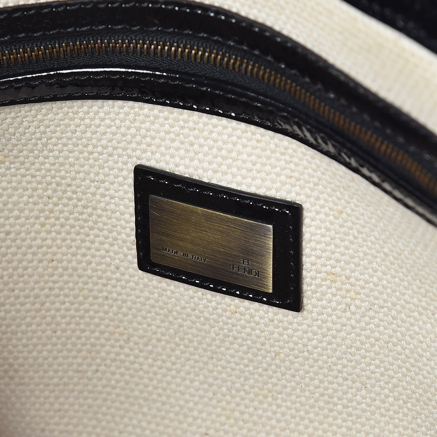 Fendi Canvas Patent Grommet De Jour Tote Natural 8 of 15