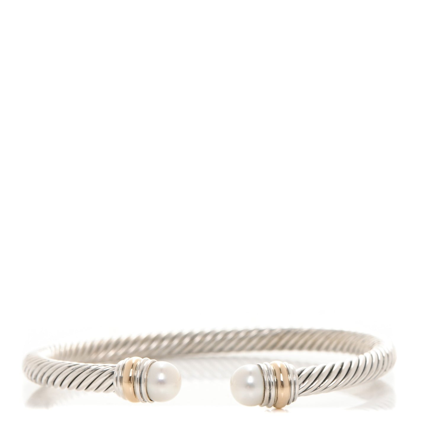 Sterling Silver 14K Yellow Gold Pearl 5mm Cable Classics Bracelet