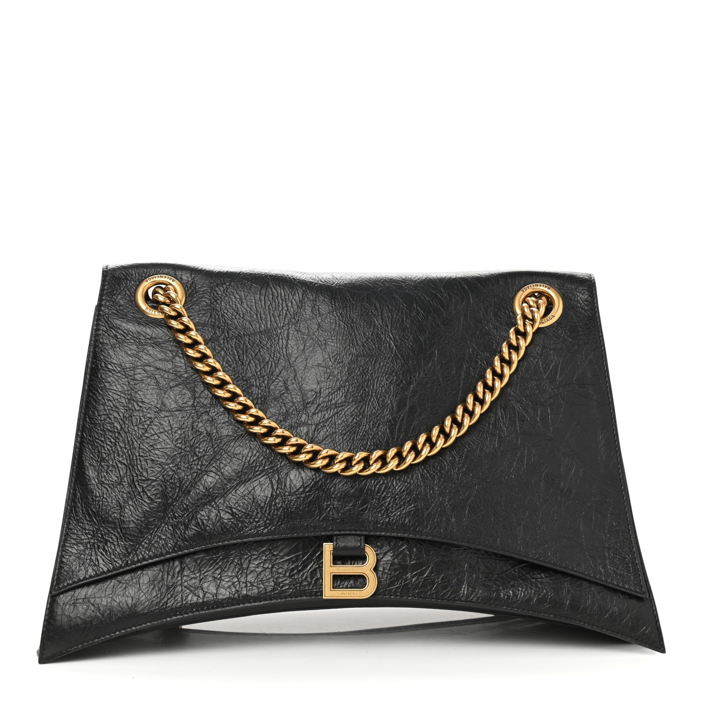 Crushed Calfskin Large Crush Chain Bag Black