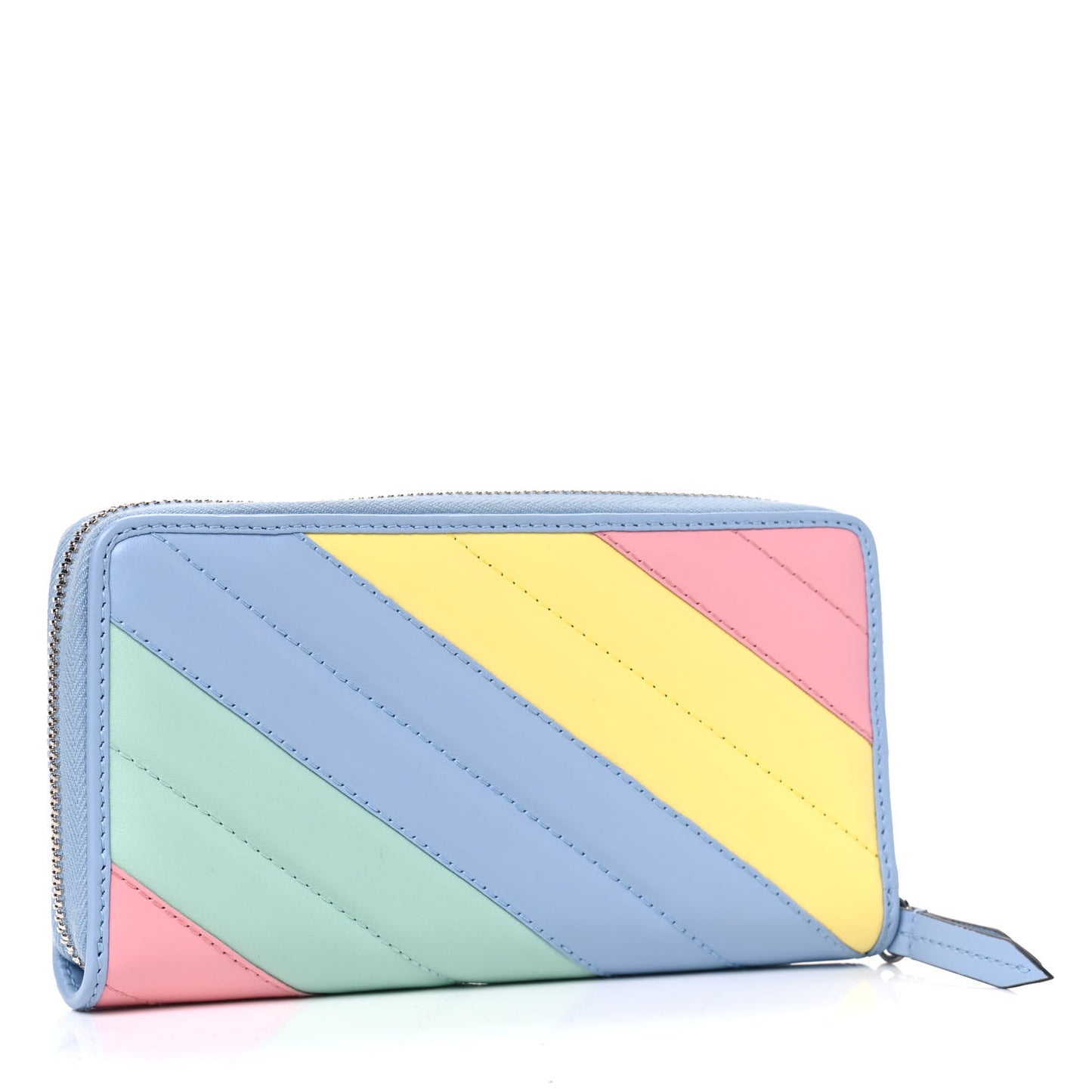 Calfskin Matelasse Diagonal GG Marmont Zip Around Wallet Multicolor Pastel