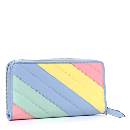 Gucci Calfskin Matelasse Diagonal GG Marmont Zip Around Wallet Multicolor Pastel 2 of 4