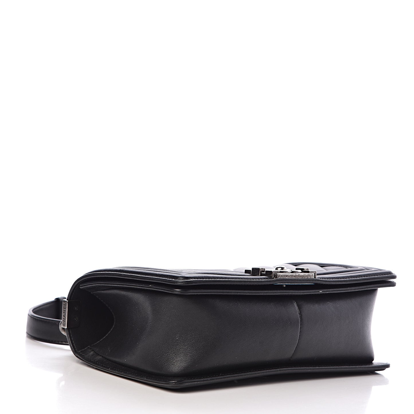 Calfskin Chevron Quilted Medium Boy Flap Black