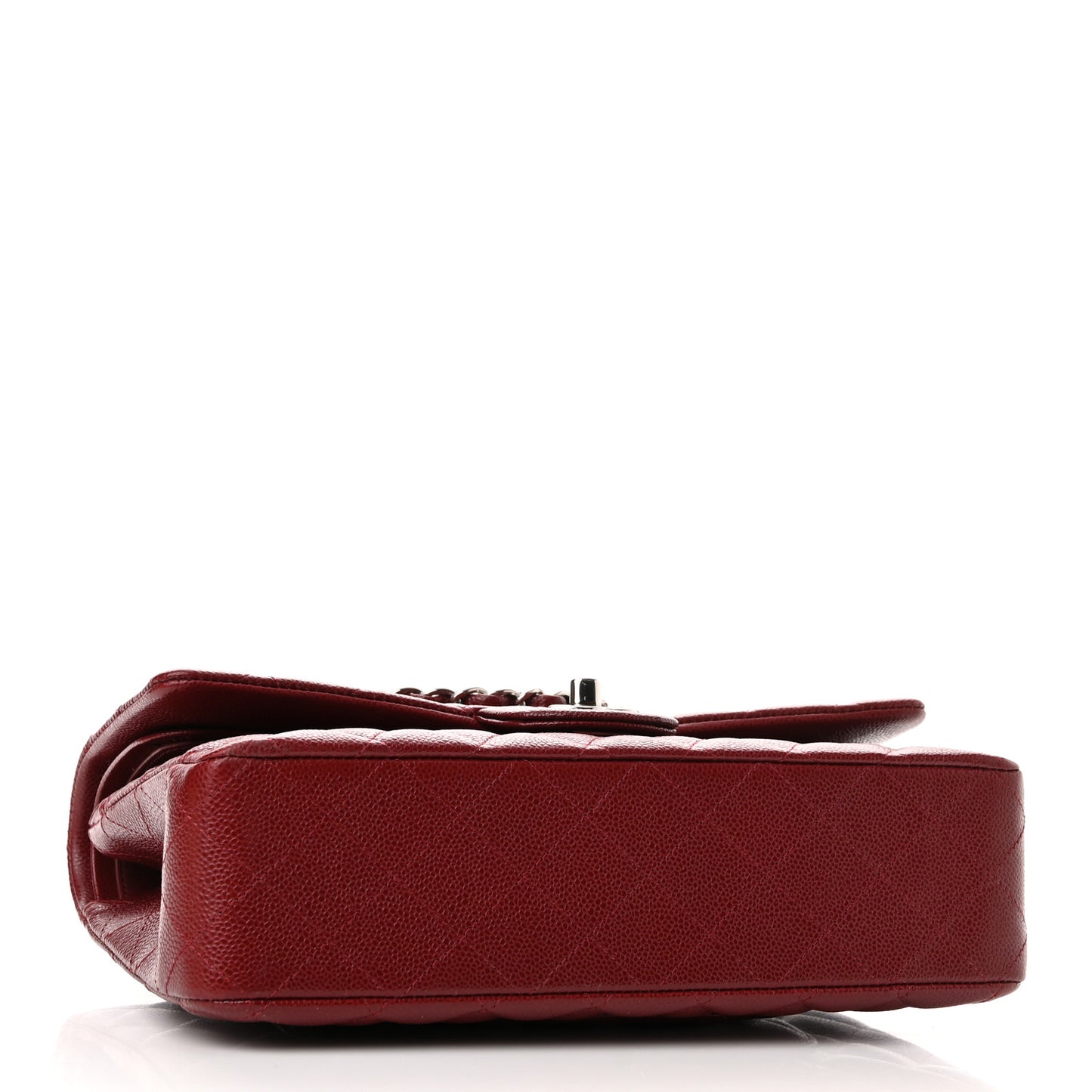 Caviar Quilted Medium Double Flap Dark Red