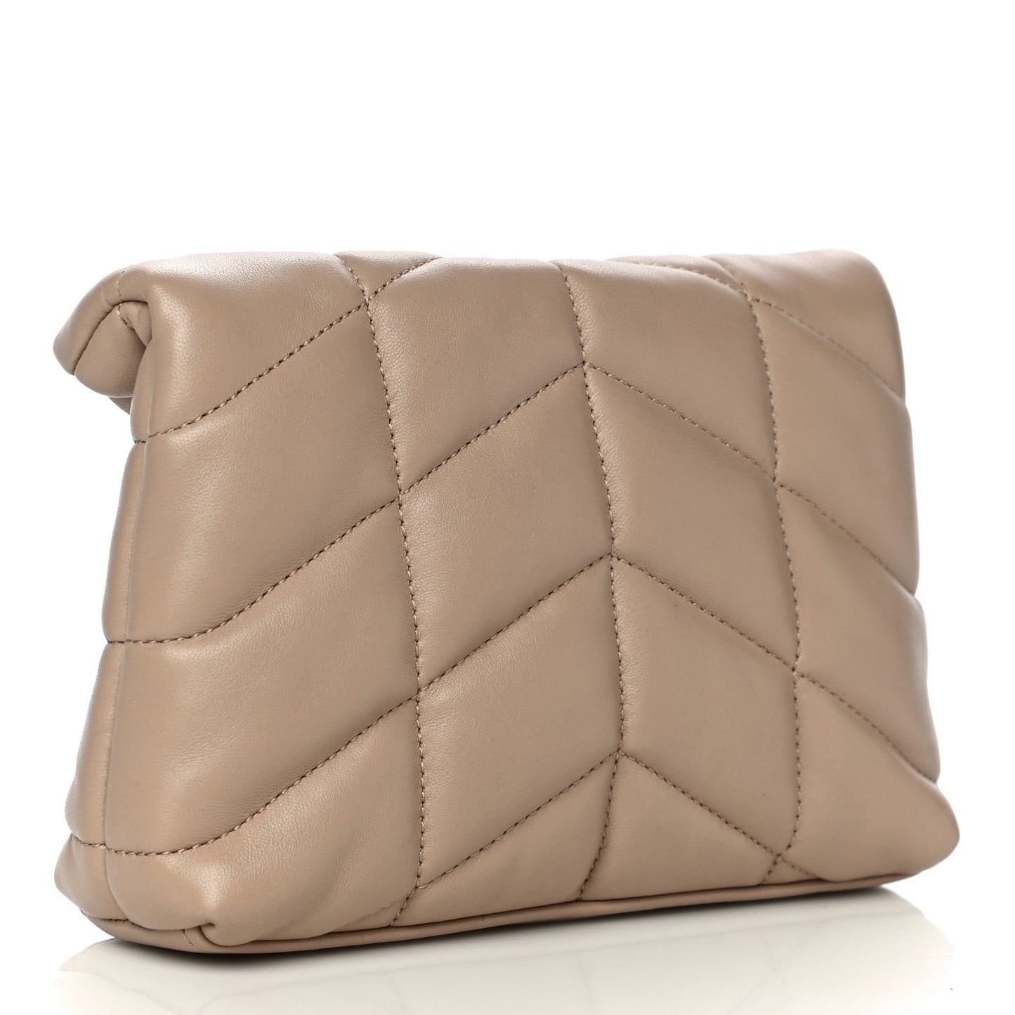 Lambskin Monogram Loulou Puffer Pouch Clutch Dark Beige