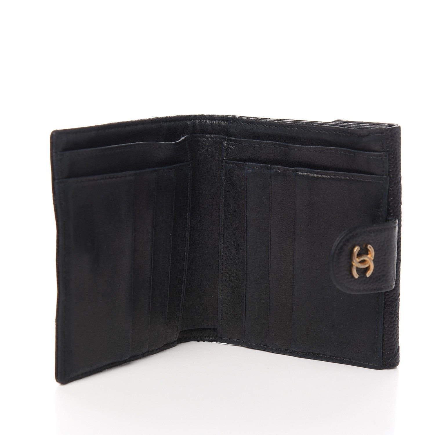 Chanel Caviar Stitched Compact French Flap Wallet Black 4 of 8