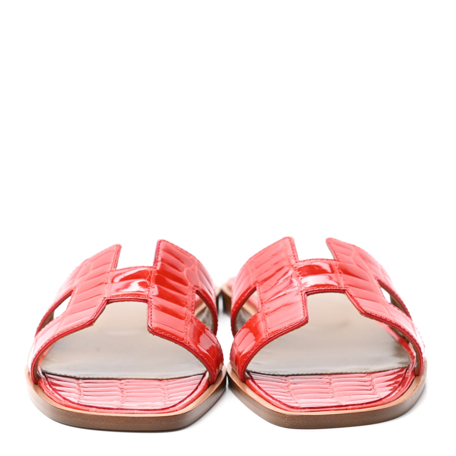 Hermes Shiny Alligator Oran Sandals 36 Orange Poppy 2 of 8