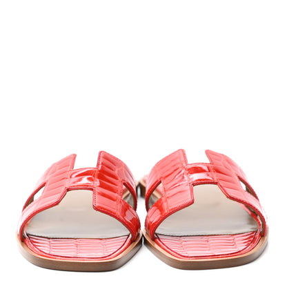 Hermes Shiny Alligator Oran Sandals 36 Orange Poppy 2 of 8