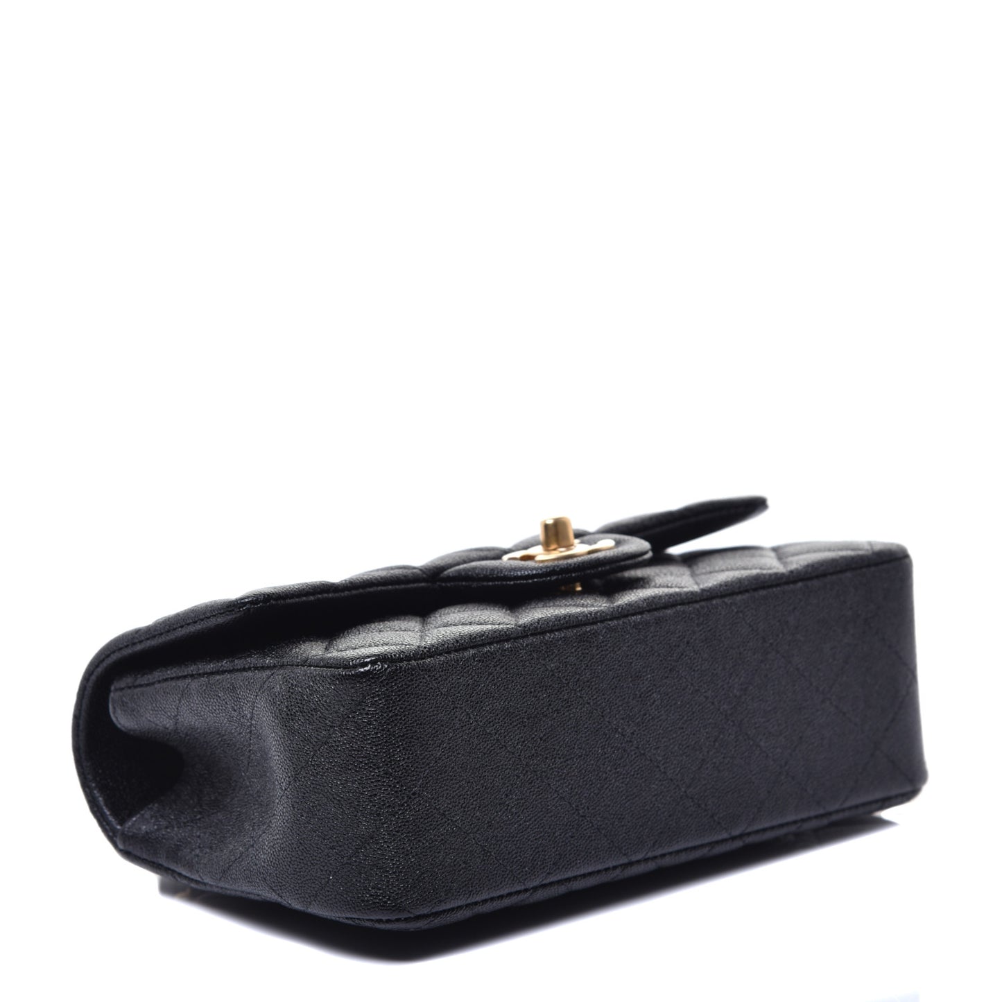 Caviar Quilted Mini Top Handle Rectangular Flap Black