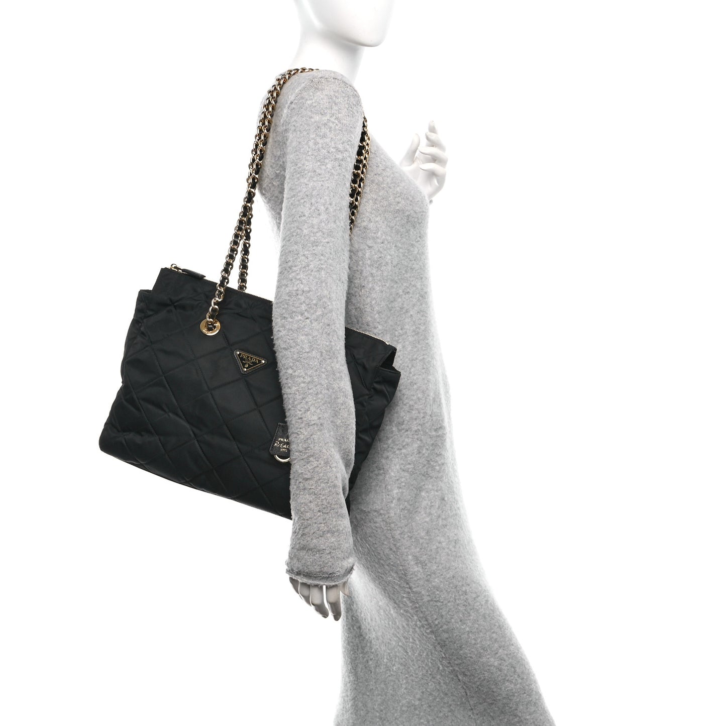 Re-Nylon Tessuto Impuntu Quilted Re-Edition 1995 Chaine Tote Black