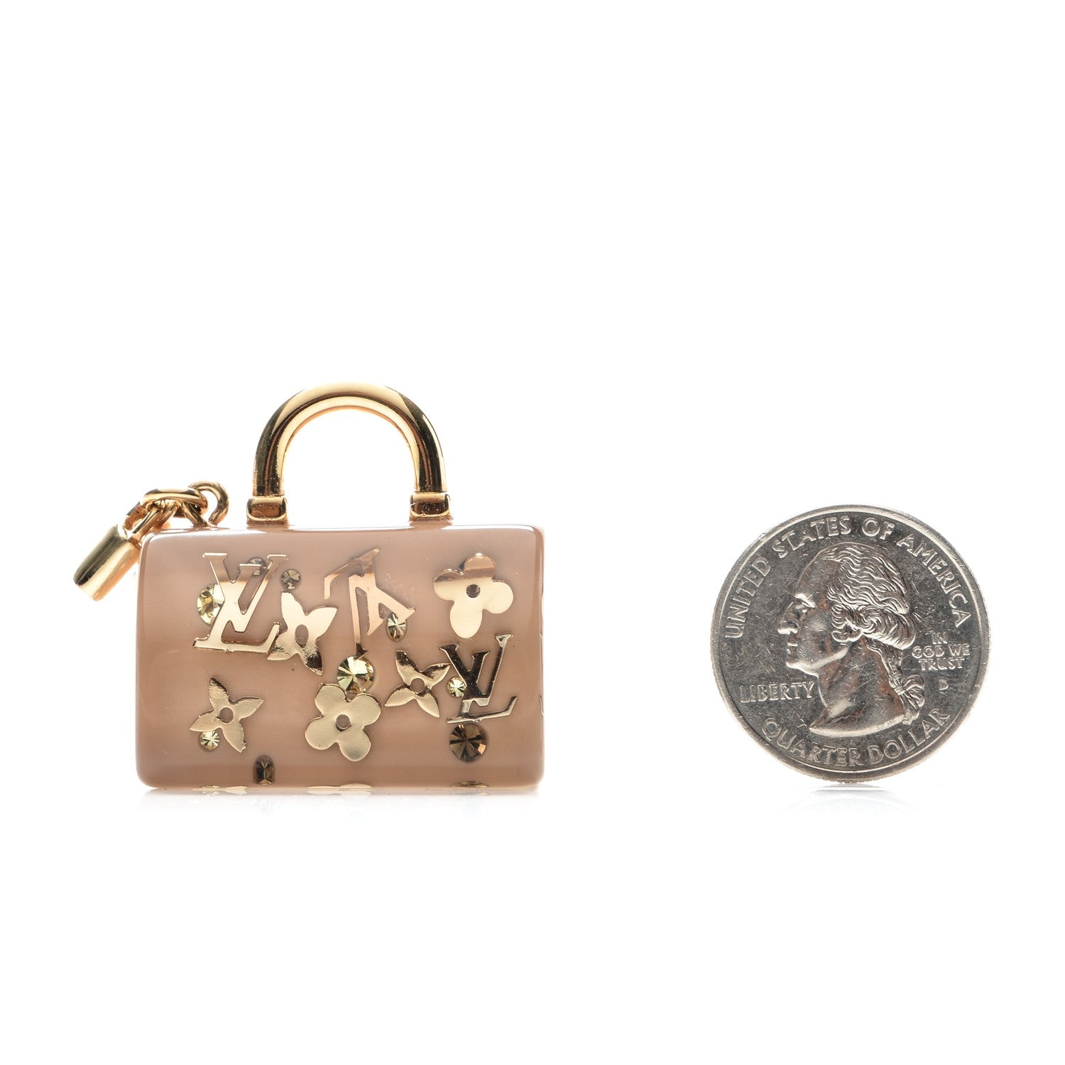 Louis Vuitton Resin Inclusion Speedy Bag Charm Key Chain Beige 2 of 4