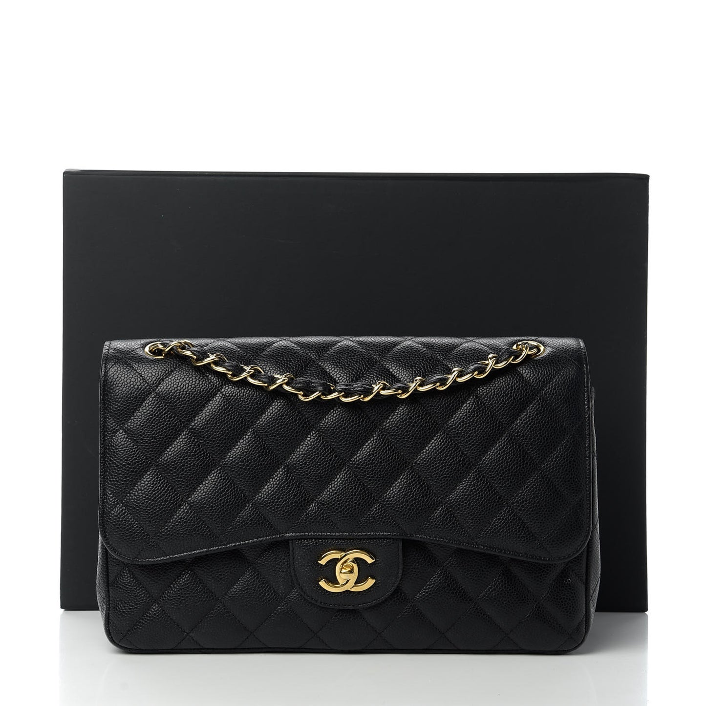 Caviar Quilted Jumbo Double Flap Black