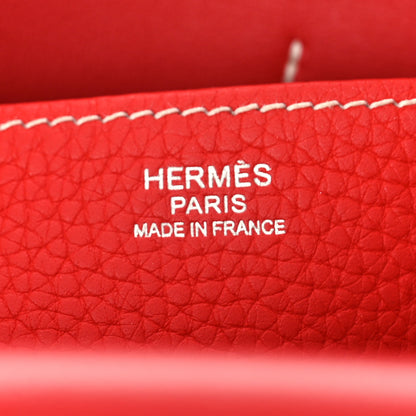 Hermes Taurillon Clemence Verso Halzan 31 GM Rouge Casaque Vermillion 6 of 8