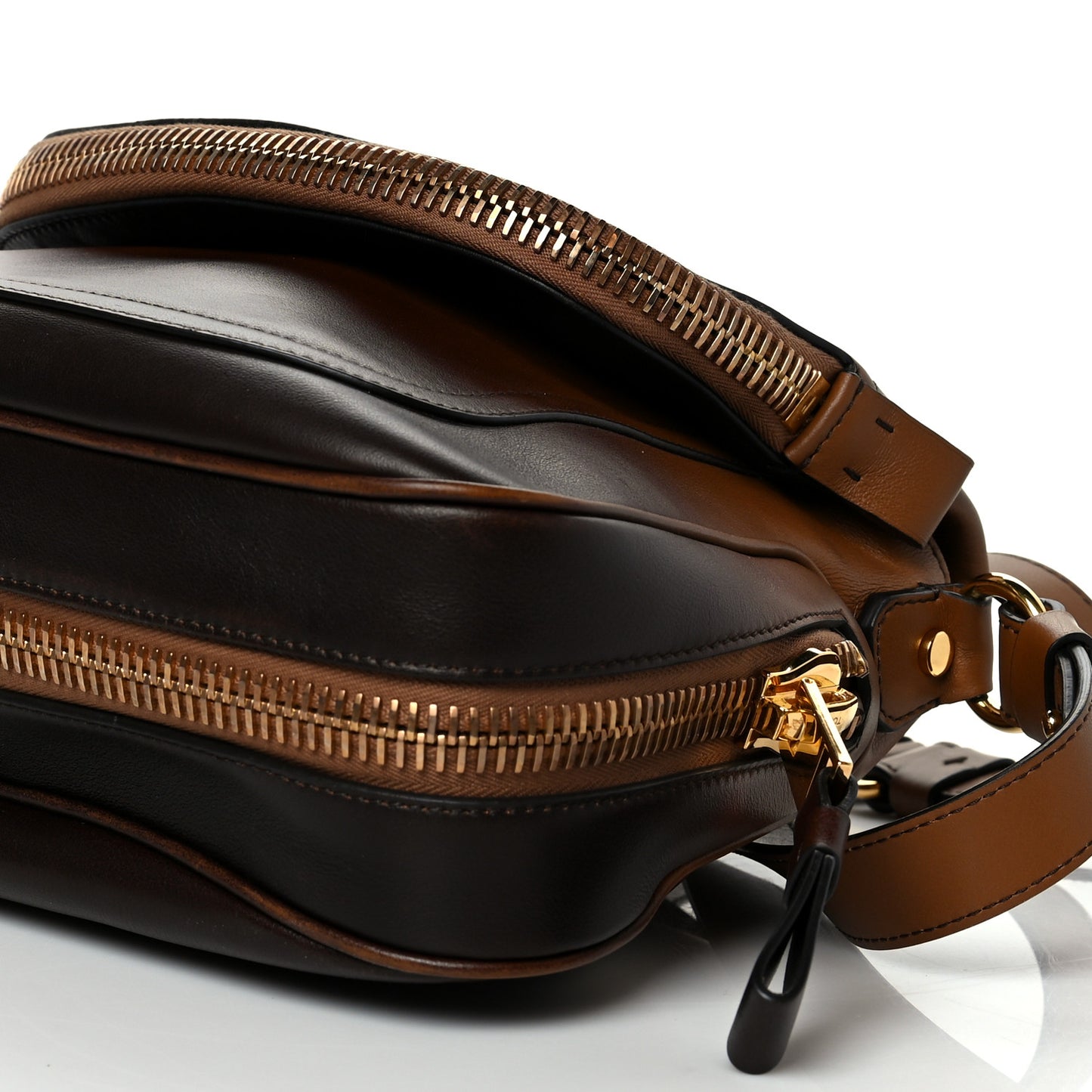 Grained Calfskin Medium Shaded Jennifer Crossbody Bag Brown