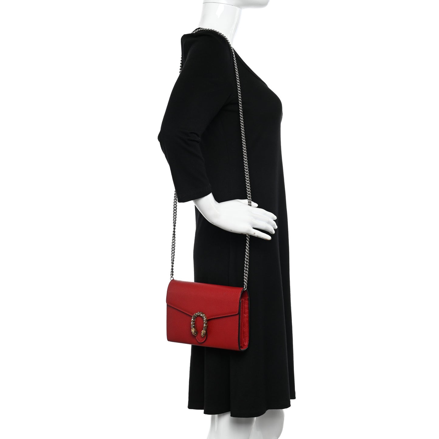 Calfskin Mini Dionysus Chain Wallet Hibiscus Red
