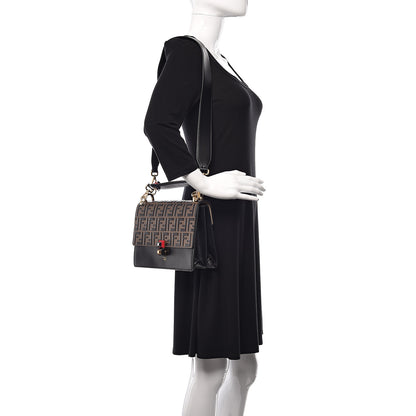 Fendi Vitello Liberty Bi-Color FF 1974 Embossed Kan I Shoulder Bag Black Maya 2 of 10