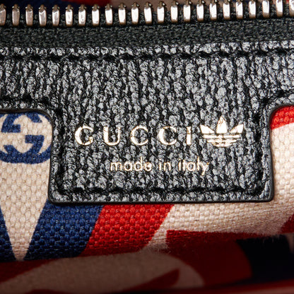 Gucci X ADIDAS Textured Dollar Calfskin Web Trefoil Logo Embossed Mini Bowling Bag Black Off White 6 of 11