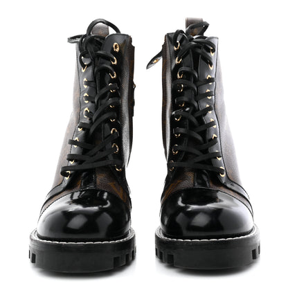 Louis Vuitton Patent Calfskin Monogram Star Trail Ankle Boots 37.5 Black 3 of 9