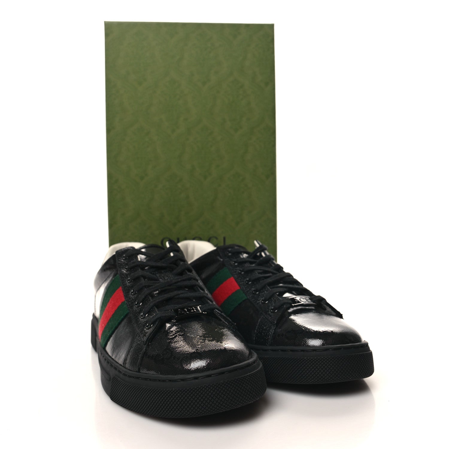 Gucci Crystal GG Monogram Web Mens New Ace Sneakers 8 Black 9 of 9