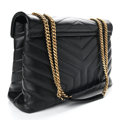 Saint Laurent Calfskin Y Quilted Monogram Medium Loulou Chain Satchel Black 3 of 8