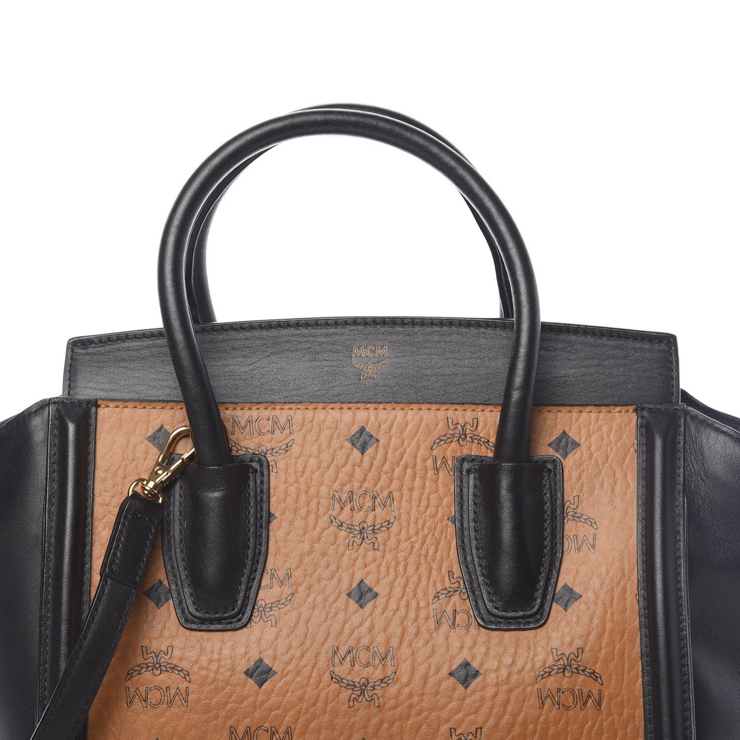 Visetos Small Kathy Double Zip Tote Cognac Black