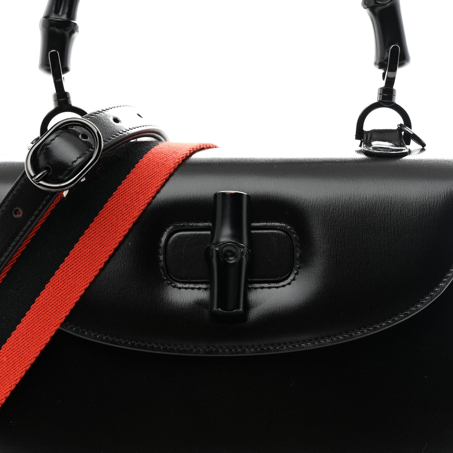 Gucci Boarded Dyana Lux Calfskin Web Monochrome Medium Bamboo 1947 Top Handle Bag Black 8 of 10