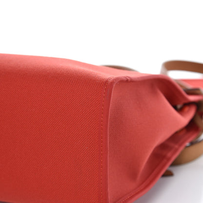 Hermes Vache Hunter Toile Herbag Zip 31 PM Rouge Tomate Natural 12 of 14