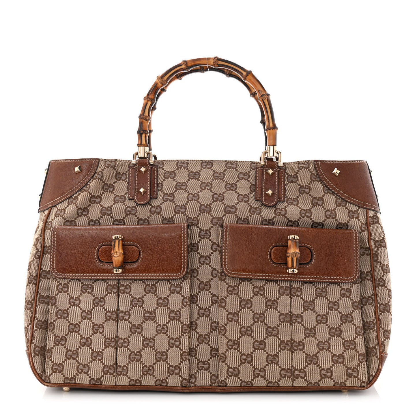 Monogram Canvas Bamboo Top Handle Bag Brown